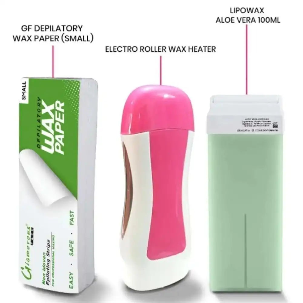 3 in 1 Depilatory Wax Heater Machine, Roller and Strips